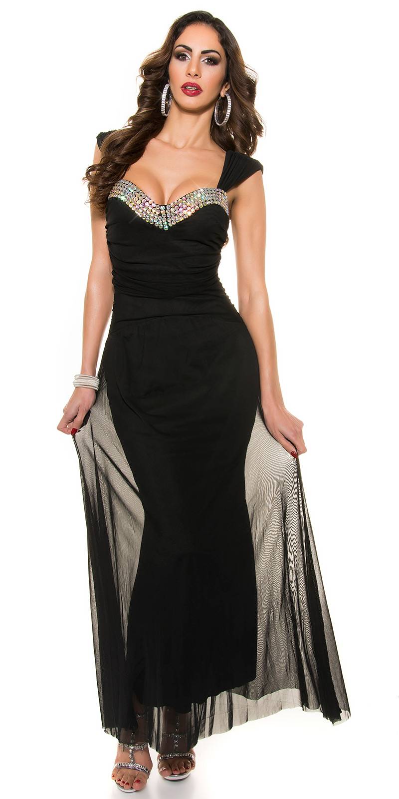 Sexy abito elegante lungo scollato - immagine 3