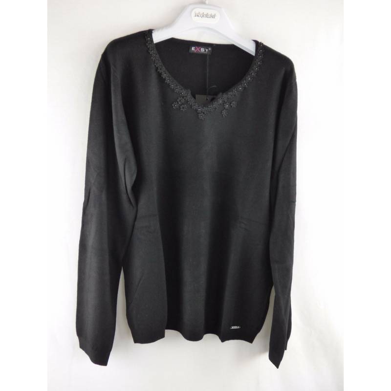 Maglia signora autunno inverno con decorazione su collo Exsy
