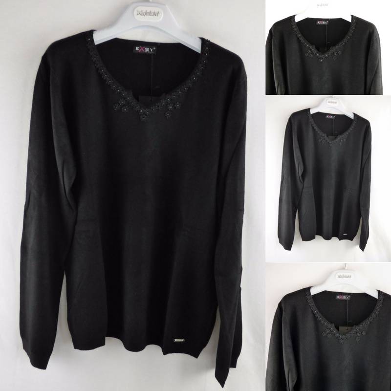 Maglia signora autunno inverno con decorazione su collo Exsy
