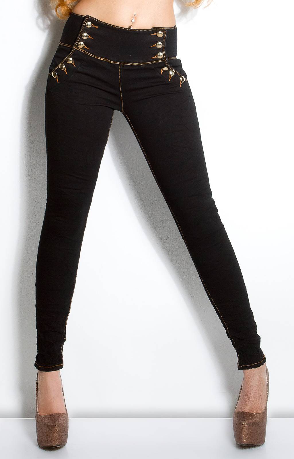 Sexy jeans elasticizzati con bottoni - immagine 3