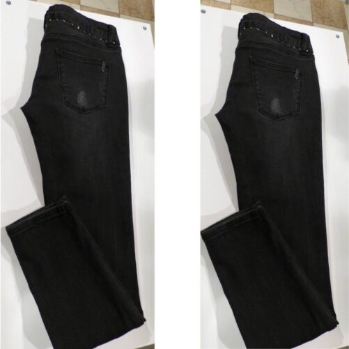 Pantalone jeans nero elasticizzato con le borchie