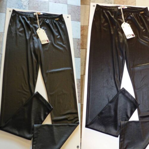 Pantalone leggings nero lucido elasticizzato PDK