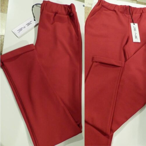 Rosso pantalone comodo donna con le tasche Jene