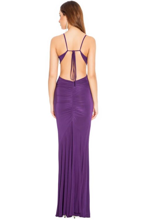 Sexy vestito lungo viola schiena nuda Goddiva