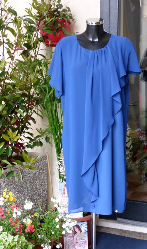 Vestito elegante blu pannello volant Kajal