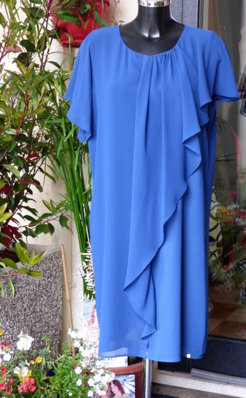 Vestito elegante blu pannello volant Kajal
