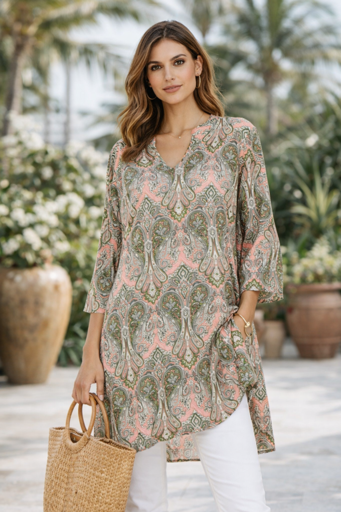 Casacca lunga o vestito corto in viscosa