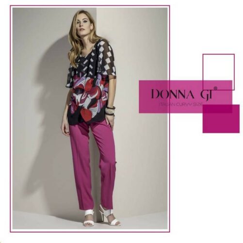 Fucsia pantalone classico elegante Donna Gi