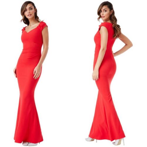 Elegante vestito lungo rosso a sirena