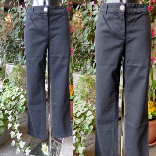 Pantalone curvy nero/vinaccia in cotone jeans