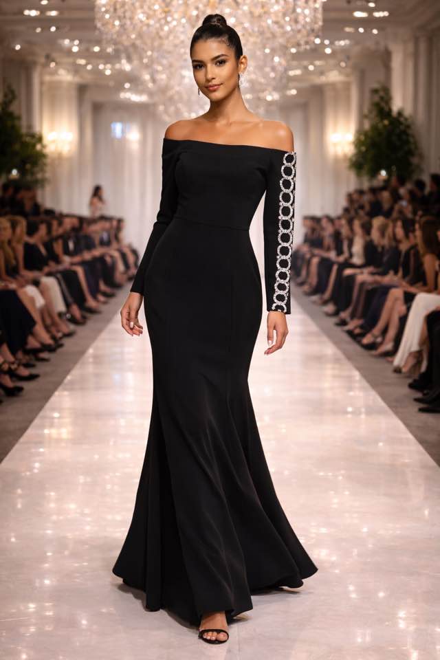 Abito lungo nero elegante taglia s