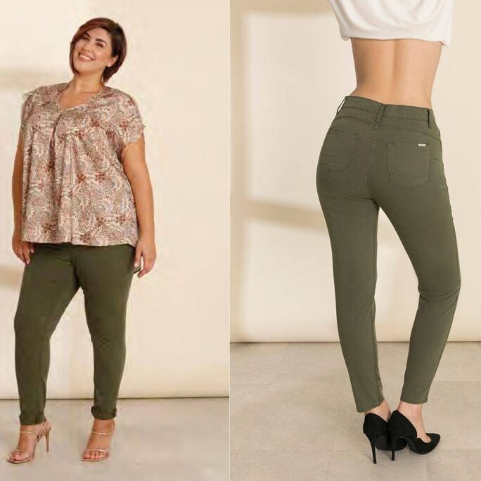 Pantaloni/jeans fit verde militare skinny conformato