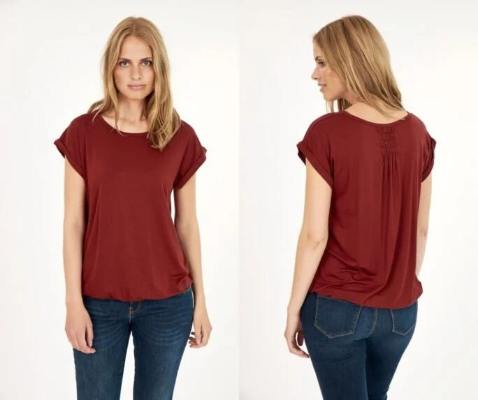 Blusa bordo a palloncino in viscosa eco sostenibile