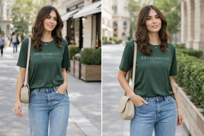 Verde maglia in cotone maniche 3/4