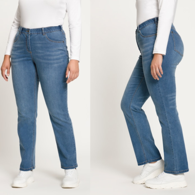 Skinny jeans modello Sarah con taglio aderente a vita alta con cinque tasche