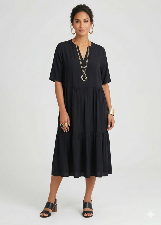 Abito Corto SC-Radia 130 in Viscosa di Qualità - Lorcastyle nero