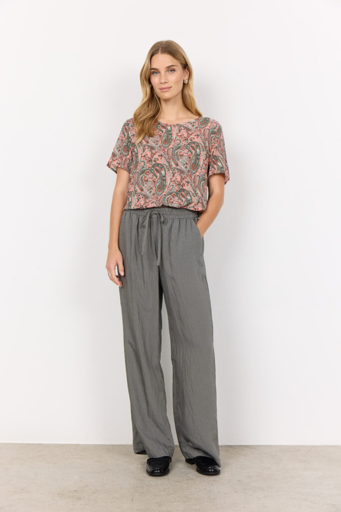 Pantaloni Soya Concept SC-Poy 2-B in viscosa a righe vista frontale