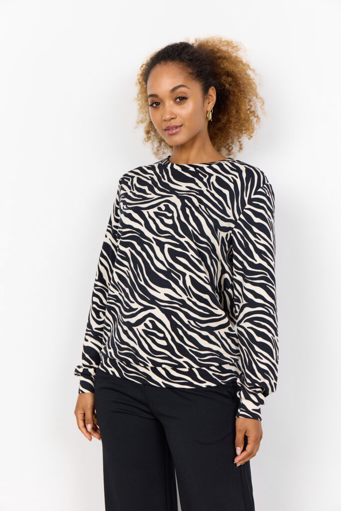 SC-Fionia 8 – Blusa donna stampa zebrata in modal e tessuto anti-stress