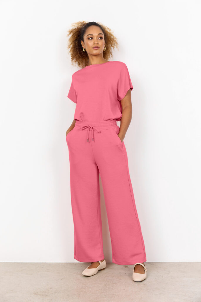 Pantaloni Donna Rosa SC-BANU 33 – Comodi con Vita Elastico e Gamba Dritta