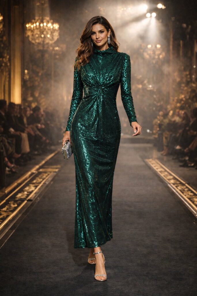 Abito Lungo Verde Smeraldo – Eleganza Intensa