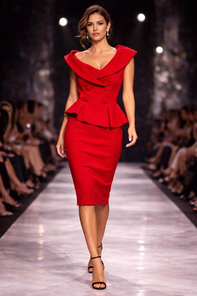 Tubino rosso con la balza vintage