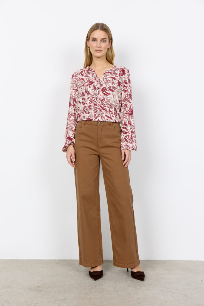 Pantaloni Donna SC-BESS 2-B Cotone Biologico – Pantaloni Wide Leg Colore Tabacco | Soya Concept