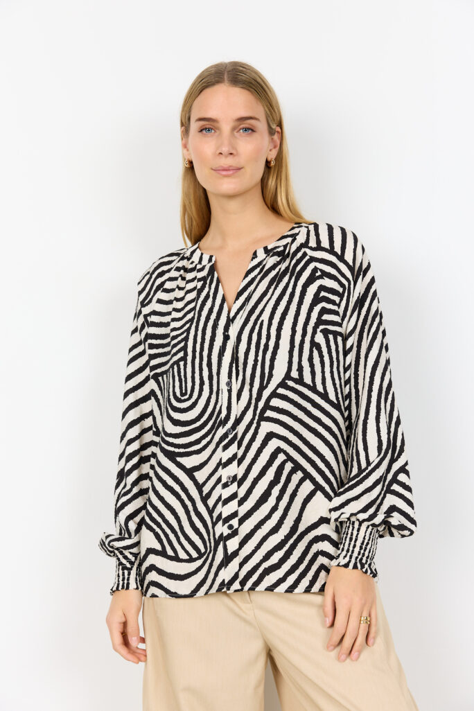 Blusa Donna SC-BECCA 1 Fantasia Zebra – Camicia Elegante in Viscosa Soya Concept
