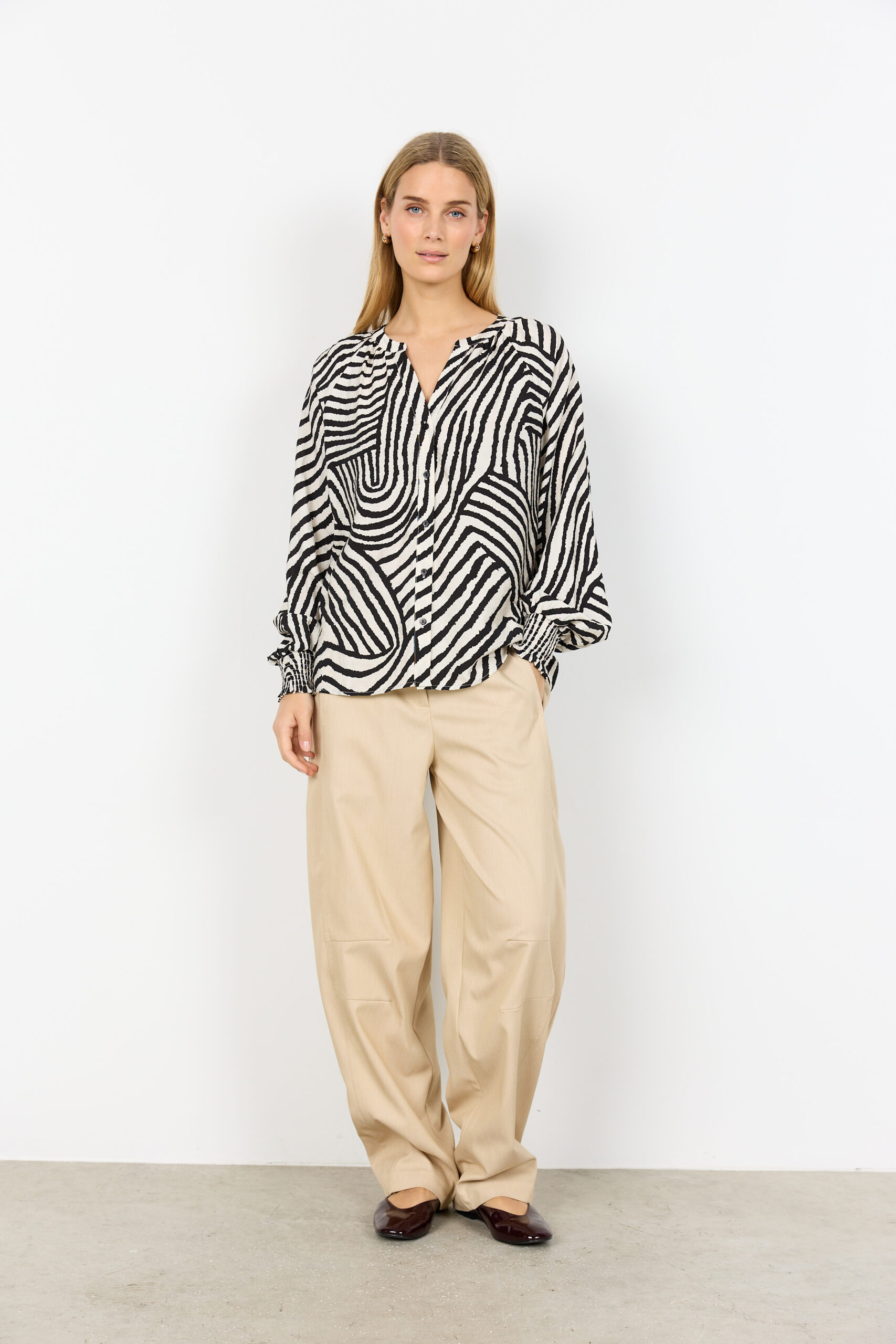 Blusa Donna SC-BECCA 1 Fantasia Zebra – Camicia Elegante in Viscosa Soya Concept - immagine 5