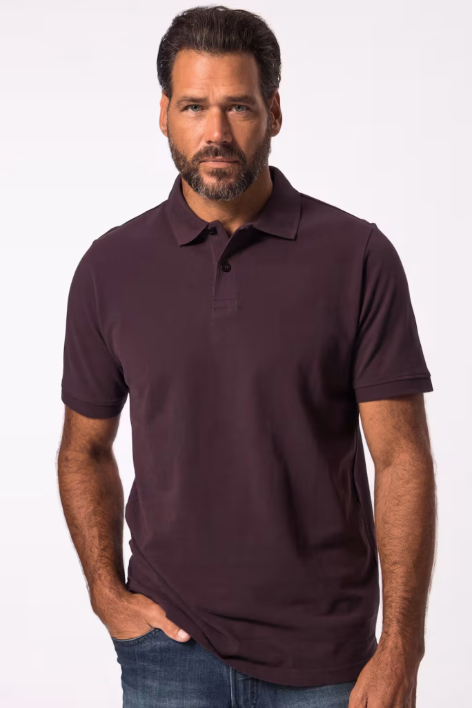 Maglia basic uomo in piqué marrone con colletto polo e mezze maniche JP1880