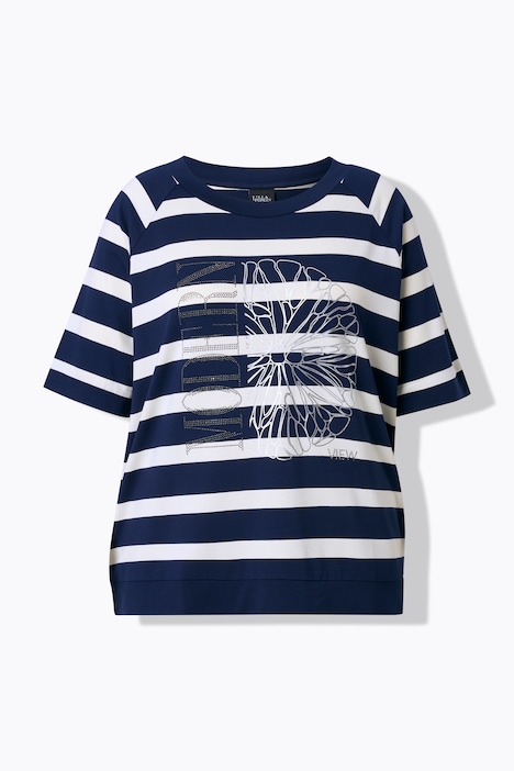 T-shirt Ulla Popken a righe con motivo agrumi vista frontale