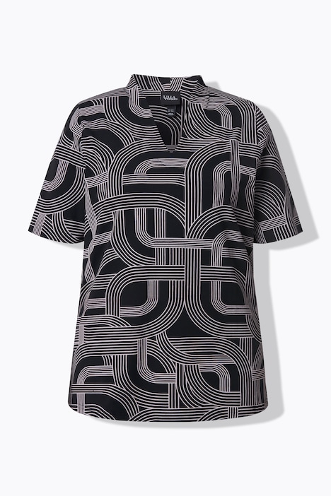 T-shirt Ulla Popken nera con stampa grafica vista frontale