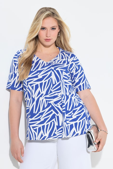 T-shirt a linea A con piega decorativa e scollo a V Ulla Popken 848606