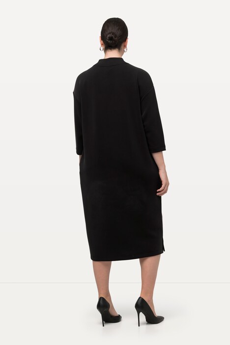 Retro dell'abito nero in felpa modal con collo alto Ulla Popken curvy taglia 48-50
