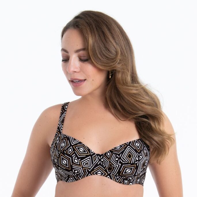 Anita SIBEL top bikini nero oro 8447-1 vista frontale