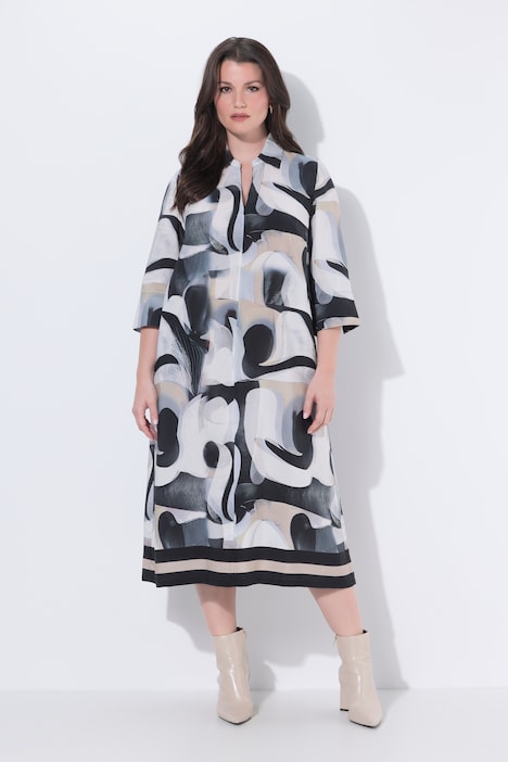 Ulla Popken abito con stampa nero e bianco