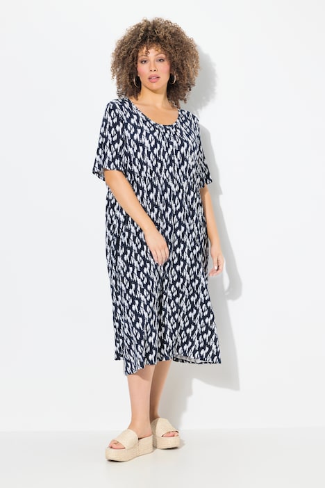 Ulla Popken abito midi fantasia blu taglia 48-50