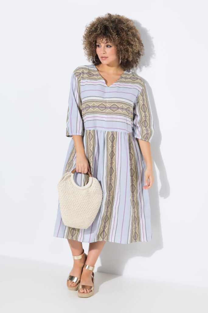 Ulla Popken abito a righe apricot taglia 48-50