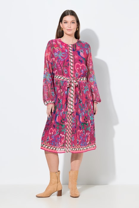 Ulla Popken abito stampato con plissettature berry campionario