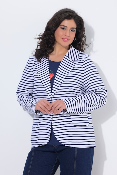 Ulla Popken blazer jersey a righe blu notte taglia 48-50