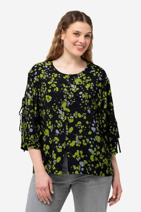 Ulla Popken blusa fantasia floreale verde sfumato e nero