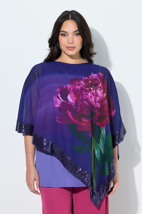 Ulla Popken blusa in chiffon lilla petalo