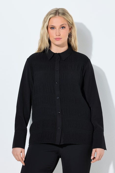 Ulla Popken blusa nera effetto crinkle taglia 48-50