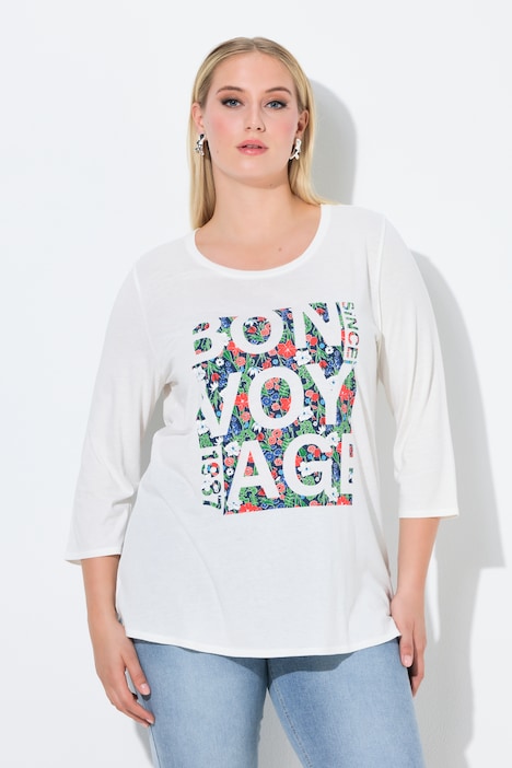 Ulla Popken blusa off white con stampa floreale campionario