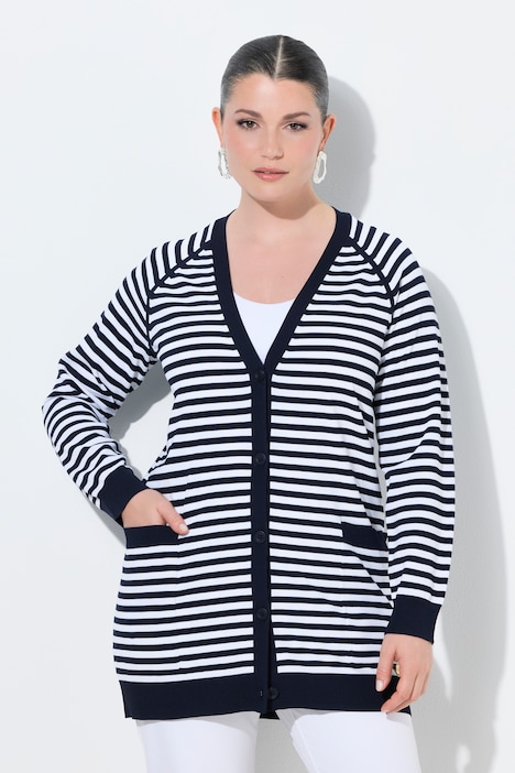 Ulla Popken cardigan a maglia rigato maniche raglan campionario