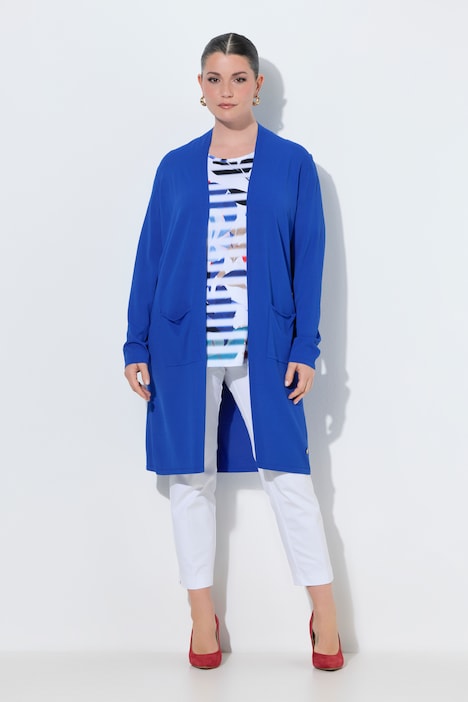 Ulla Popken cardigan lungo leggero blu cobalto campionario