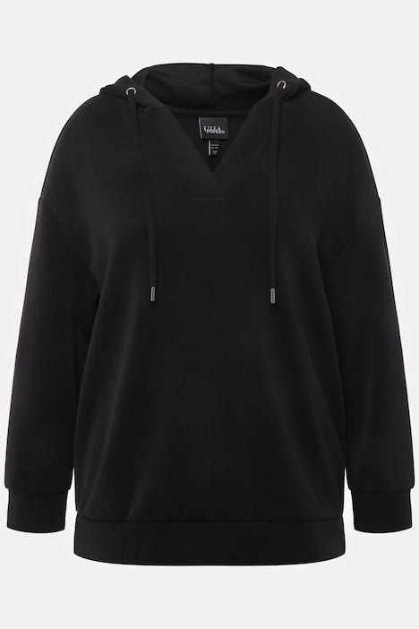 Ulla Popken felpa nera con cappuccio taglia 48-50
