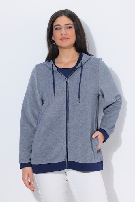 Ulla Popken giacca felpa a righe blu notte