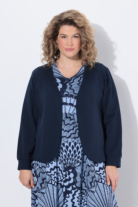 Ulla Popken giacca felpa aperta in cotone bio blu taglia 48-50