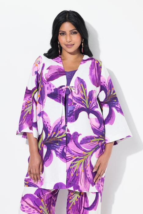 Ulla Popken giacca floreale viola taglia 48-50