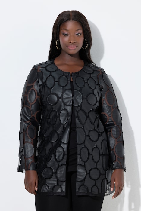 Ulla Popken giacca nera effetto pelle con mesh taglia 48-50